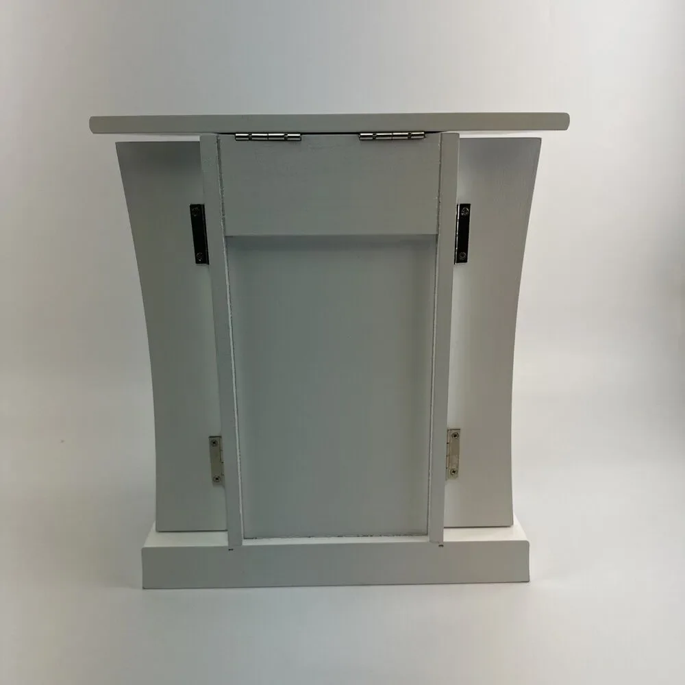 White Solid Wood Jewelry Box Tower Style 4 Drawers Organizer Side Doors Necklace